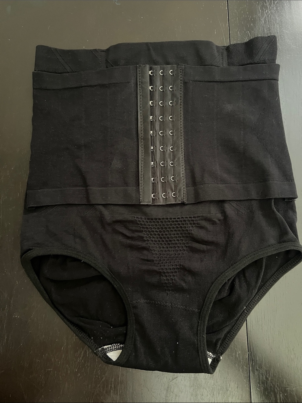 High-Waist Black Shapewear Brief with Hook-and-Eye Waist Panel NWOT